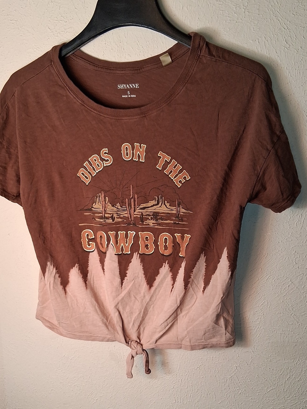 Shyanne Brown and Pink Tie-Dye 'Dibs on the Cowboy' Kids Short Sleeve Tee